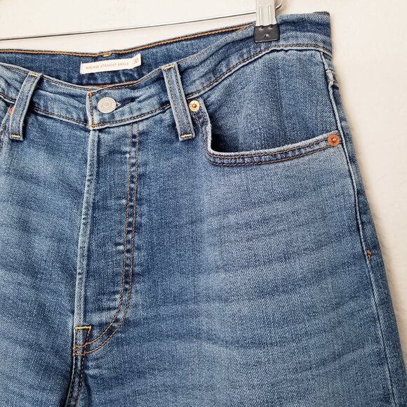 Levi's Ribcage Straight Ankle Jeans 30 x 27 High Waist Elevated Taste Blue Denim - Picture 7 of 15